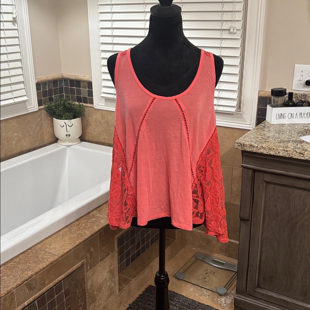 Others Follow Chic Coral Lace Tank Top